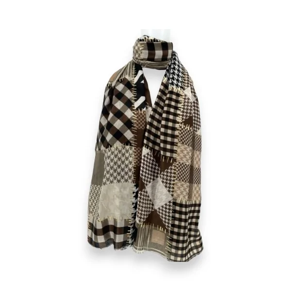 Brauner Patchwork-Schal Herbstliche Eleganz