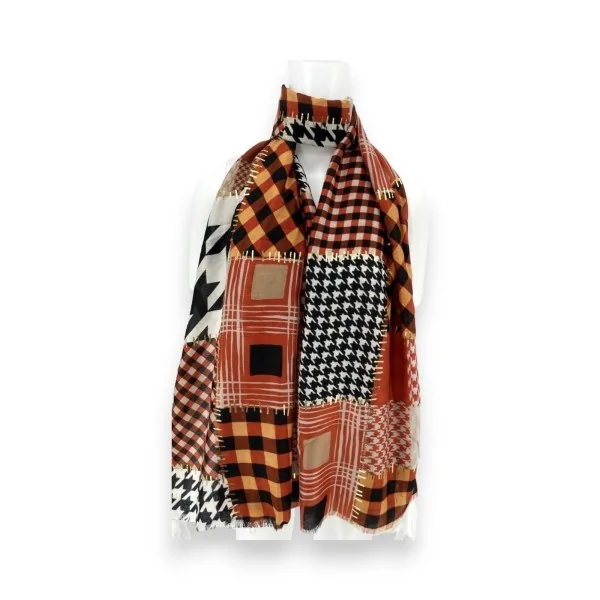 Ziegelrotes Patchwork-Halstuch