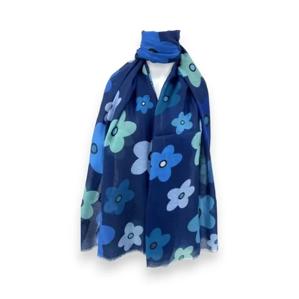 Lenço Floral em tons de Azul Celeste