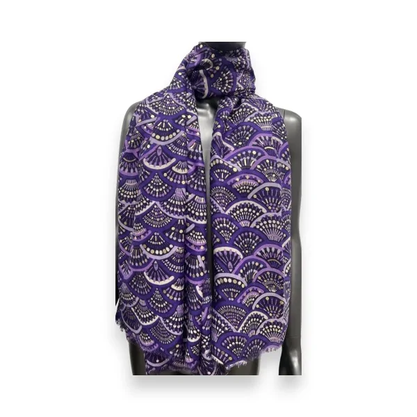 Purple and Gold Fan Scarf
