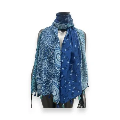 Foulard ethnique bleu à...