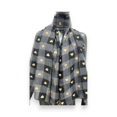 Foulard à Carreaux gris et...