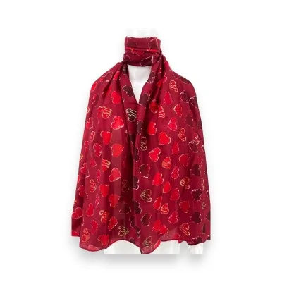 Passionate Red Heart Scarf