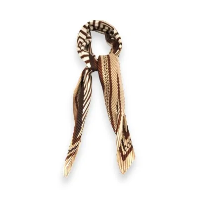 Foulard Carré Plissé Marron...