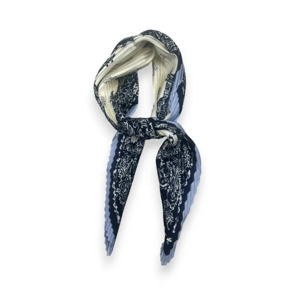 Pañuelo plisado estampado cachemira tonos azules