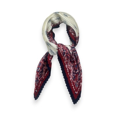 Foulard plissettato paisley bordeaux blu marina avorio