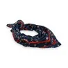 Pañuelo cuadrado satinado flores azul marino marco rojo | Mode Tendance