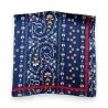 Pañuelo cuadrado satinado flores azul marino marco rojo | Mode Tendance