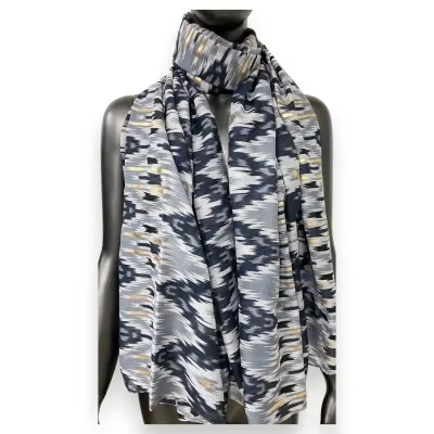 Ethnic grey and black scarf with gold details