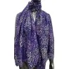 Foulard Violet Motif Floral - Accessoire Mode Élégant en Viscose