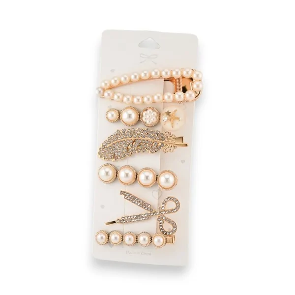 Set Haarspangen mit Perlen und Strass