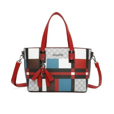 Borsa rigida a quadri rossa