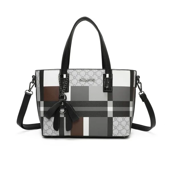 Elegant geometric handbag black checkered