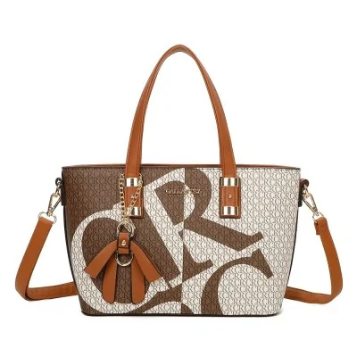 Starre Monogramm-Handtasche in Beige und Braun
