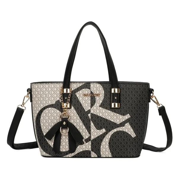 Bolsa de mão rígida monograma preto e cinza