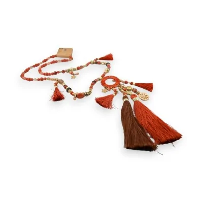 Collar largo bohemio chic teja