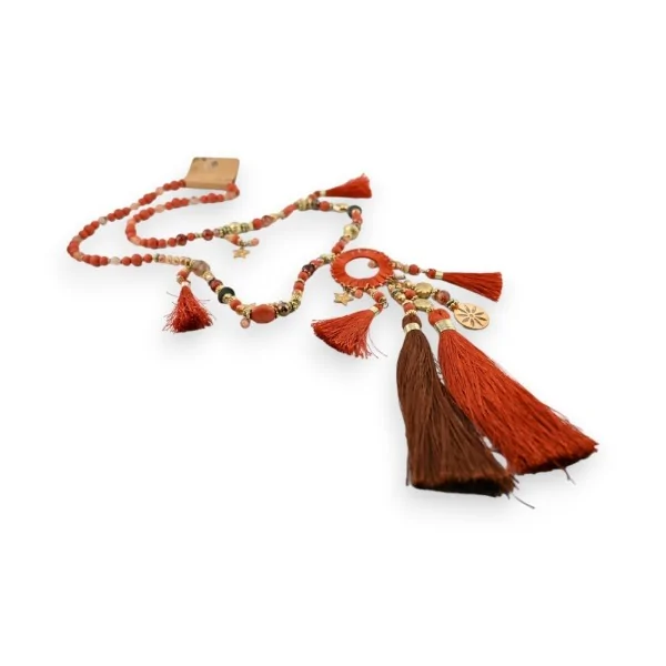 Collana lunga bohémien chic color mattone