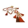 Bohemian Tassel Long Necklace | Ethnic Brick-Red Jewelry 63cm | Trendy Fashion