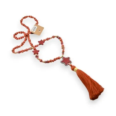Collar largo con estrellas color ladrillo