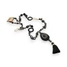 Collier Sautoir Bohème Noir & Or | Pendentif Goutte Élégant | Mode Tendance