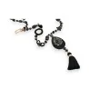 Collier Sautoir Bohème Noir & Or | Pendentif Goutte Élégant | Mode Tendance