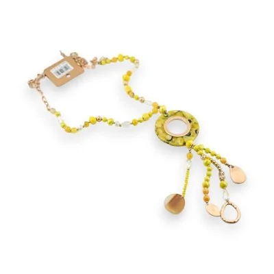 Long bohemian yellow statement necklace