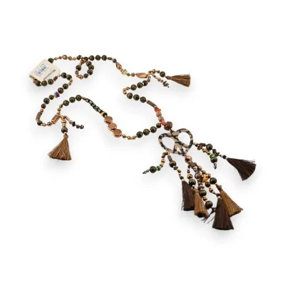 Collier bohème chic marron...