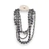 Collier Multi-Rangs Perles Grises | Bijou Fantaisie Élégant & Sophistiqué