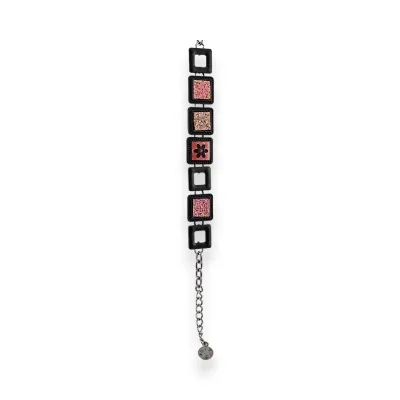Modischer Armreif Ikita quadratisch in Schwarz und Rosa