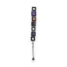 Pulseira de fantasia quadrada violeta com metal preto Ikita