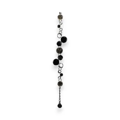 Pulseira fashion com círculos gráficos pretos e cinzas da Ikita