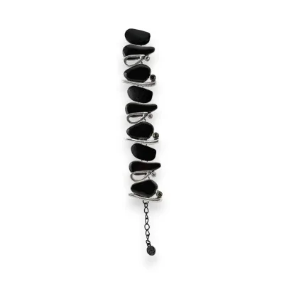 Pulseira moderna e elegante preta e prateada Ikita