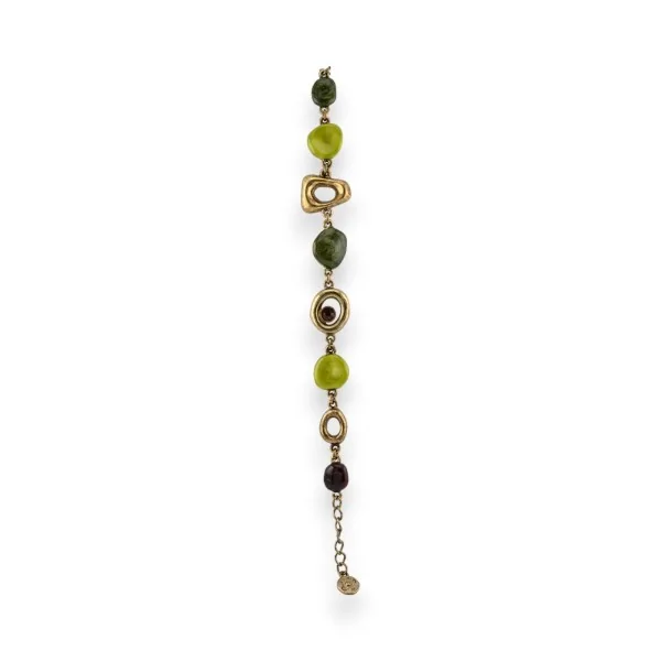 Pulseira da moda Ikita verde oliva dourado envelhecido