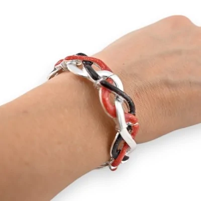 Bracciale elastico intrecciato Ikita Arancione e Bordeaux