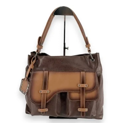 Borsa a mano bicolore marrone