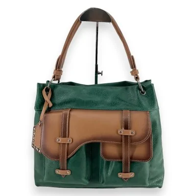 Vintage Handtasche zweifarbig grün und braun