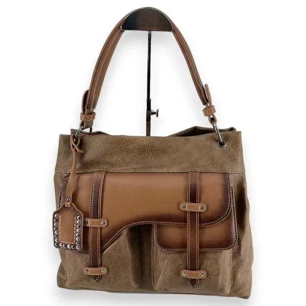 Bolso de mano bicolor beige vintage