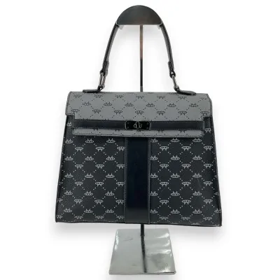 Rigid two-tone black and grey handbag