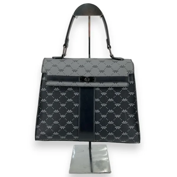 Rigid two-tone black and grey handbag