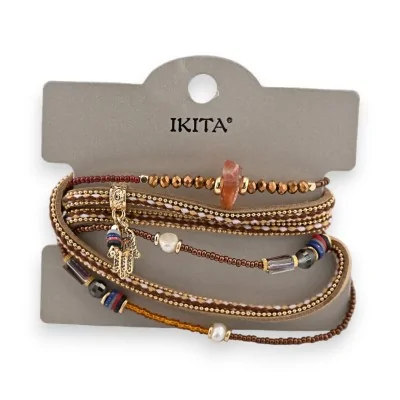 Pulseira multicamadas marrom Boêmia da Ikita
