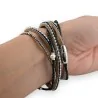 Pulseira da moda de várias camadas Ikita preta e prateada | Joia feminina moderna