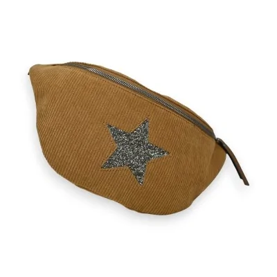 Marsupio a forma di stella in velluto Camel di Mandoline