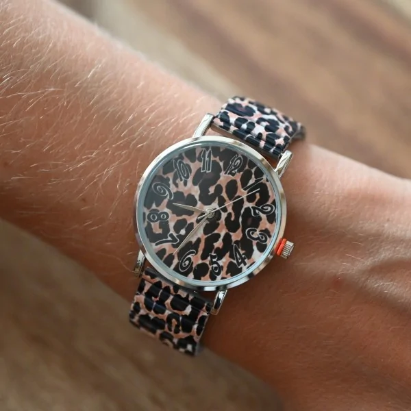 Orologio Ernest stampa marrone e nera Leopardo