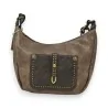 Sac bandoulière Mandoline bi-colore taupe marron avec clous dorés | Mode Tendance