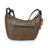 Mandoline two-tone taupe brown crossbody bag with gold studs | Fashion Trend