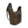 Sac bandoulière Mandoline bi-colore taupe marron avec clous dorés | Mode Tendance