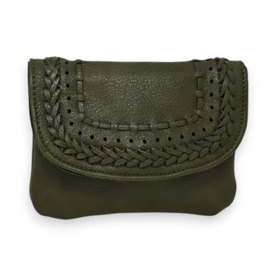 Carteira Mandoline Verde-oliva Trançada