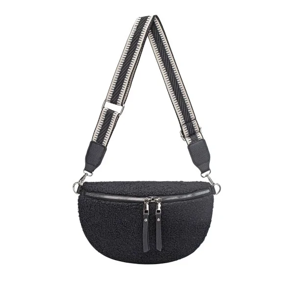 Marsupio a tracolla in peluche nero di David Jones