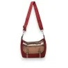 Bolso bandolera de antelina burdeos con solapa metalizada