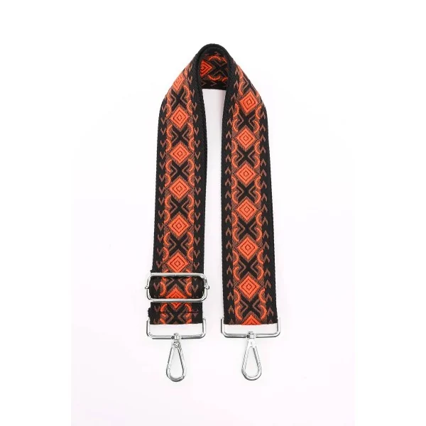 Ethnische Schultertasche aus Stoff in Orange und Schwarz